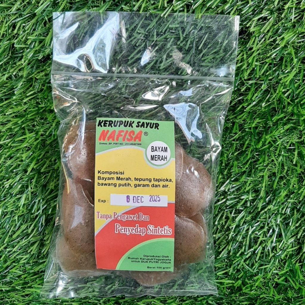 

Kerupuk sayur bayam merah