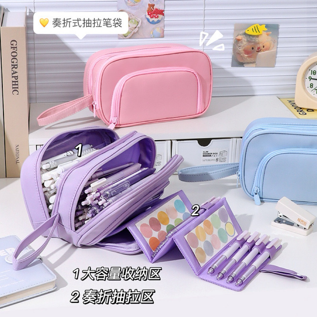 

multifunctional pencil case besar tempat pensil serbaguna isi banyak alat tulis anak