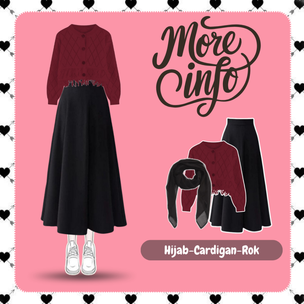 Oneset Anak Perempuan Korean Style,One Set Murah Wanita Korean Style (Hijab-Cardigan-Rok),One set Wa