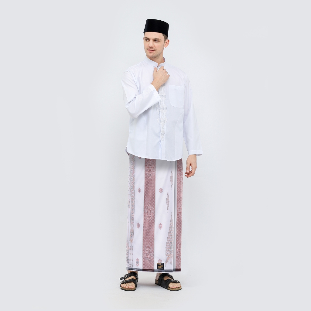 Sarung ATLAS Super Premium 980 Motif JGL Putih Coklat