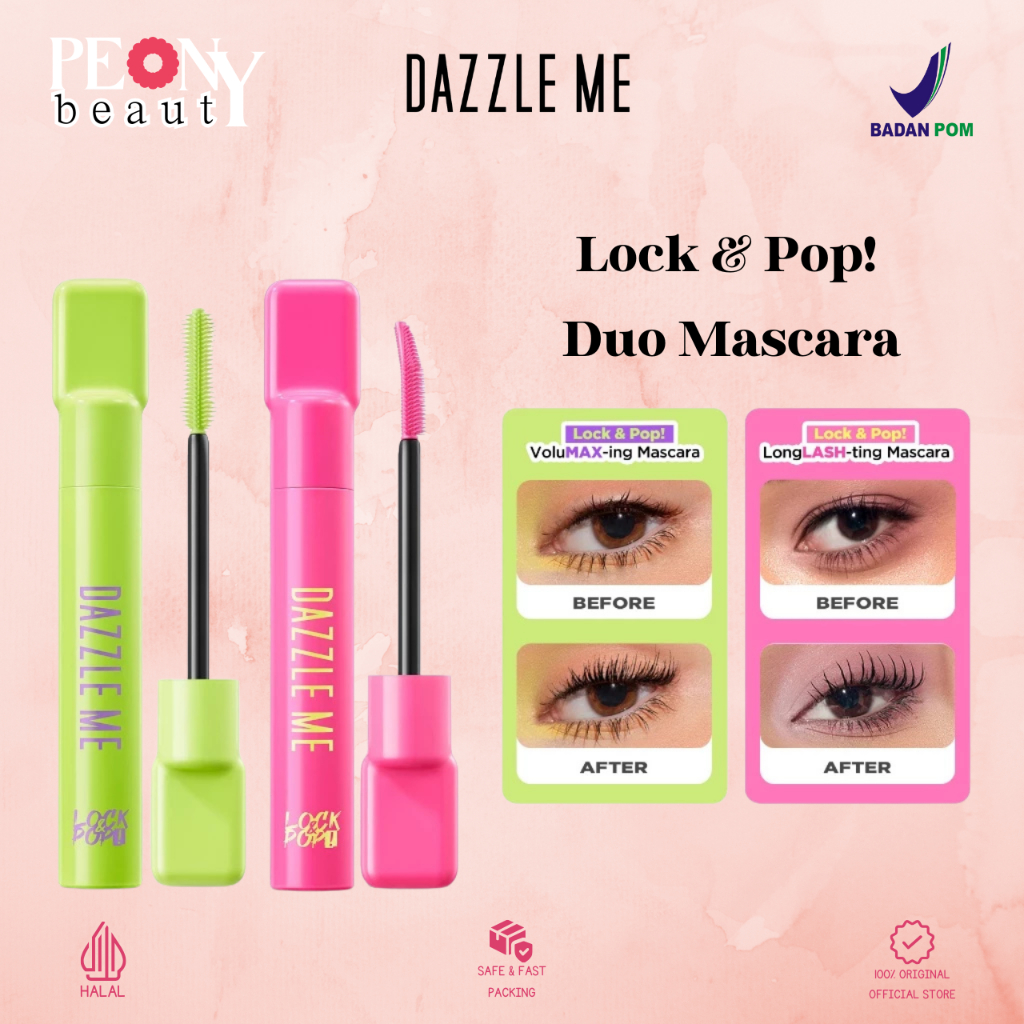 DAZZLE ME Lock & Pop Duo Mascara Series VoluMAX-ing & LongLASH-ting Mascara Smudgeproof  7g