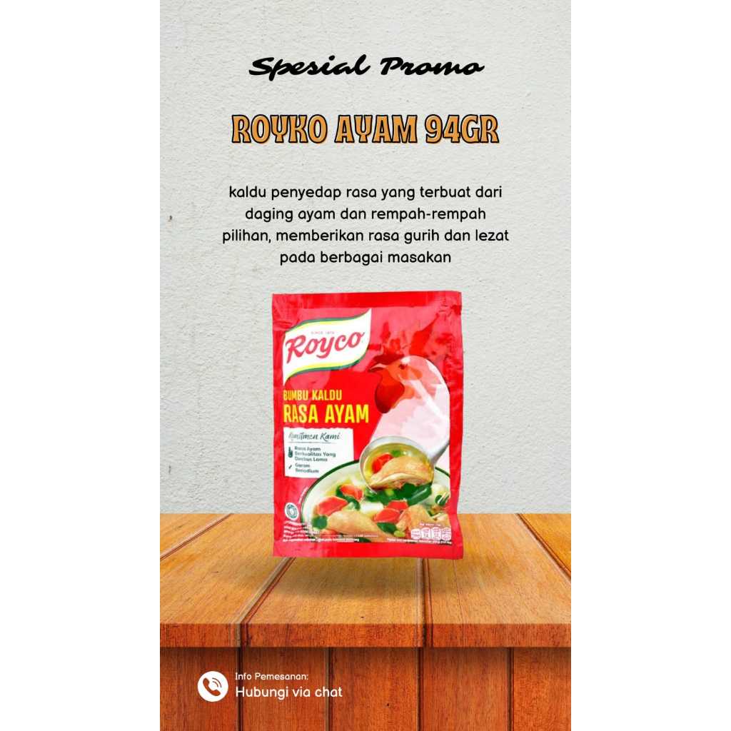 

BUMBU PENYEDAP RASA ROYCO KALDU AYAM SAPI 94 GR / Royco Sapi 94gram