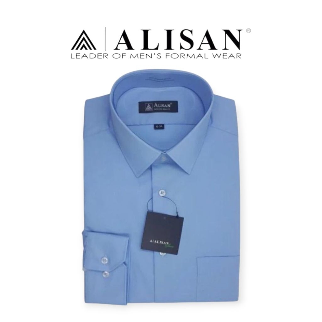 Kemeja Alisan Biru 2 / Biru Langit Polos Lengan Panjang
