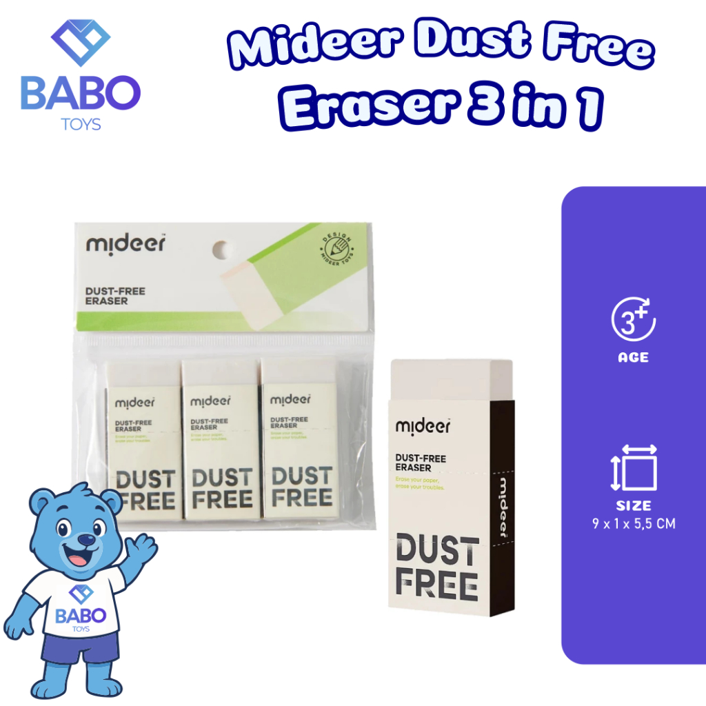 

CTK031 Mideer Dust Free Eraser 3in1 Peralatan Sekolah Penghapus Anak Isi 3 Alat Tulis Kantor