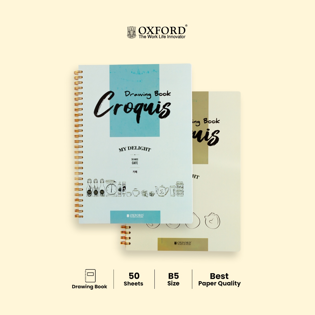 

Oxford Buku Gambar B5 Premium Spiral 50 Lembar Kertas Polos Sketch Book Warna Mint Coklat