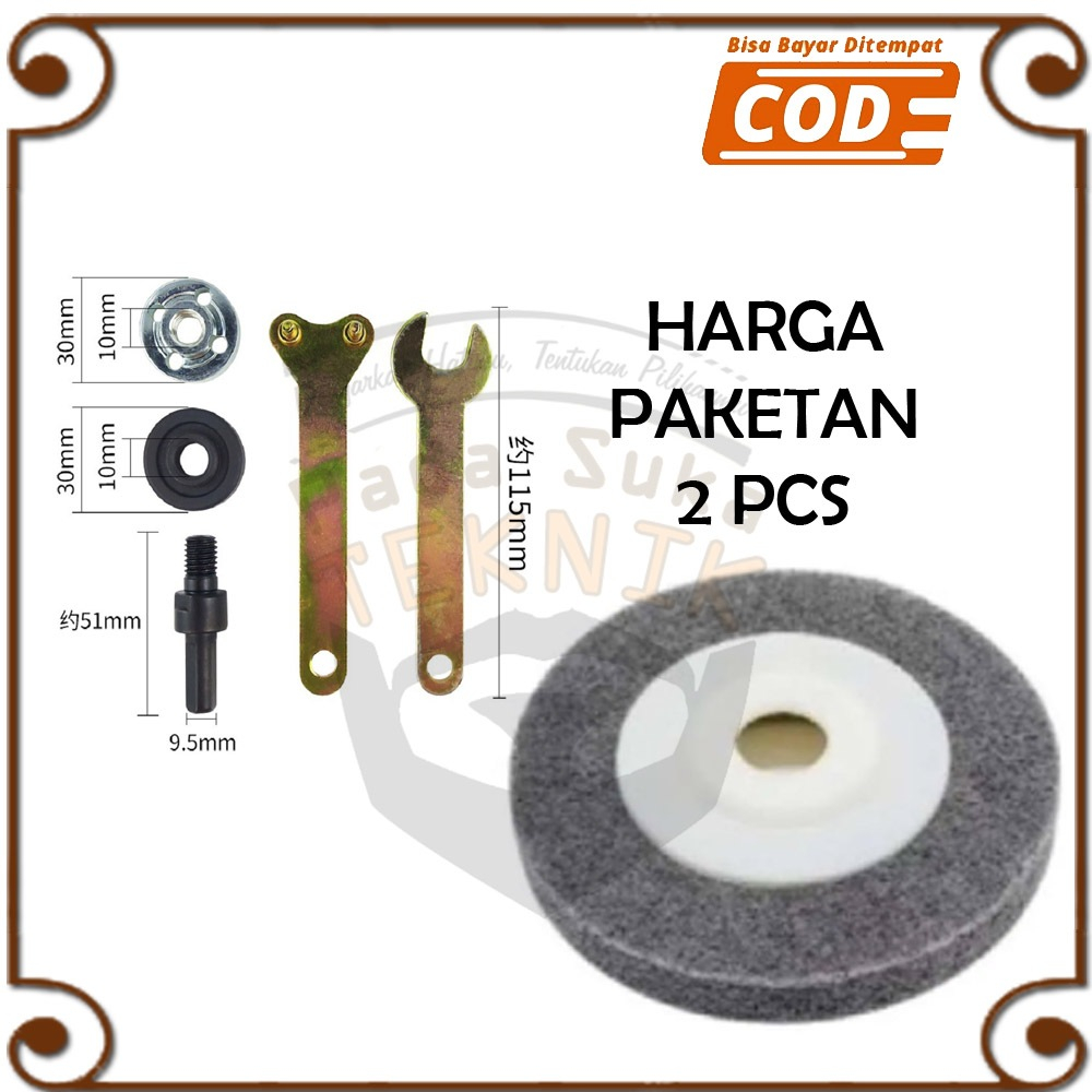 Adaptor Bor Ke Gerinda Sambungan Mesin Bor Jadi Gerinda Arbor + Non Woven Poles Stainless 4" Sponge