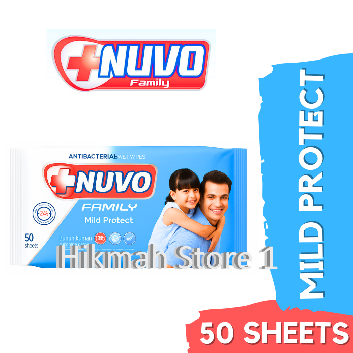 Nuvo Tisu Basah Antiseptik Biru Isi 50 Lembar Mild Protect