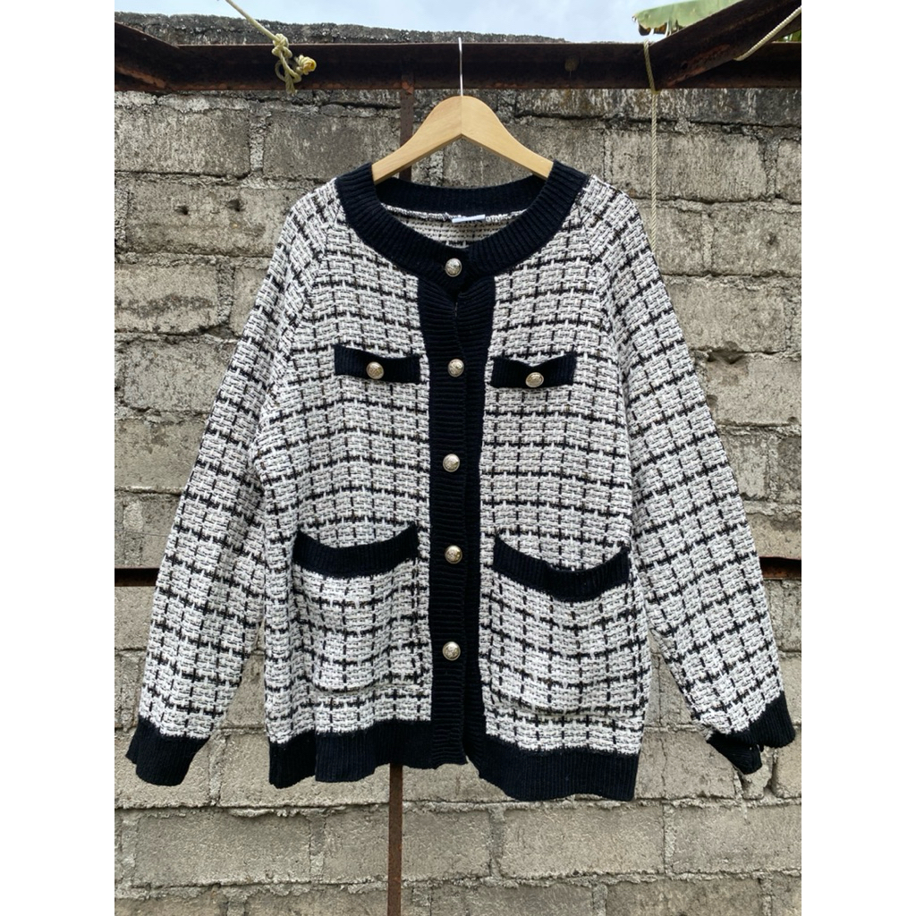 CARDIGAN TWEED RAJUT OVERSIZEe
