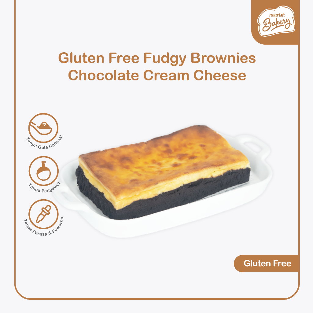 

Gluten Free Fudgy Brownies Chocolate Cream Cheese - Tanpa Gula Rafinasi, Dengan Grass Cream Cheese
