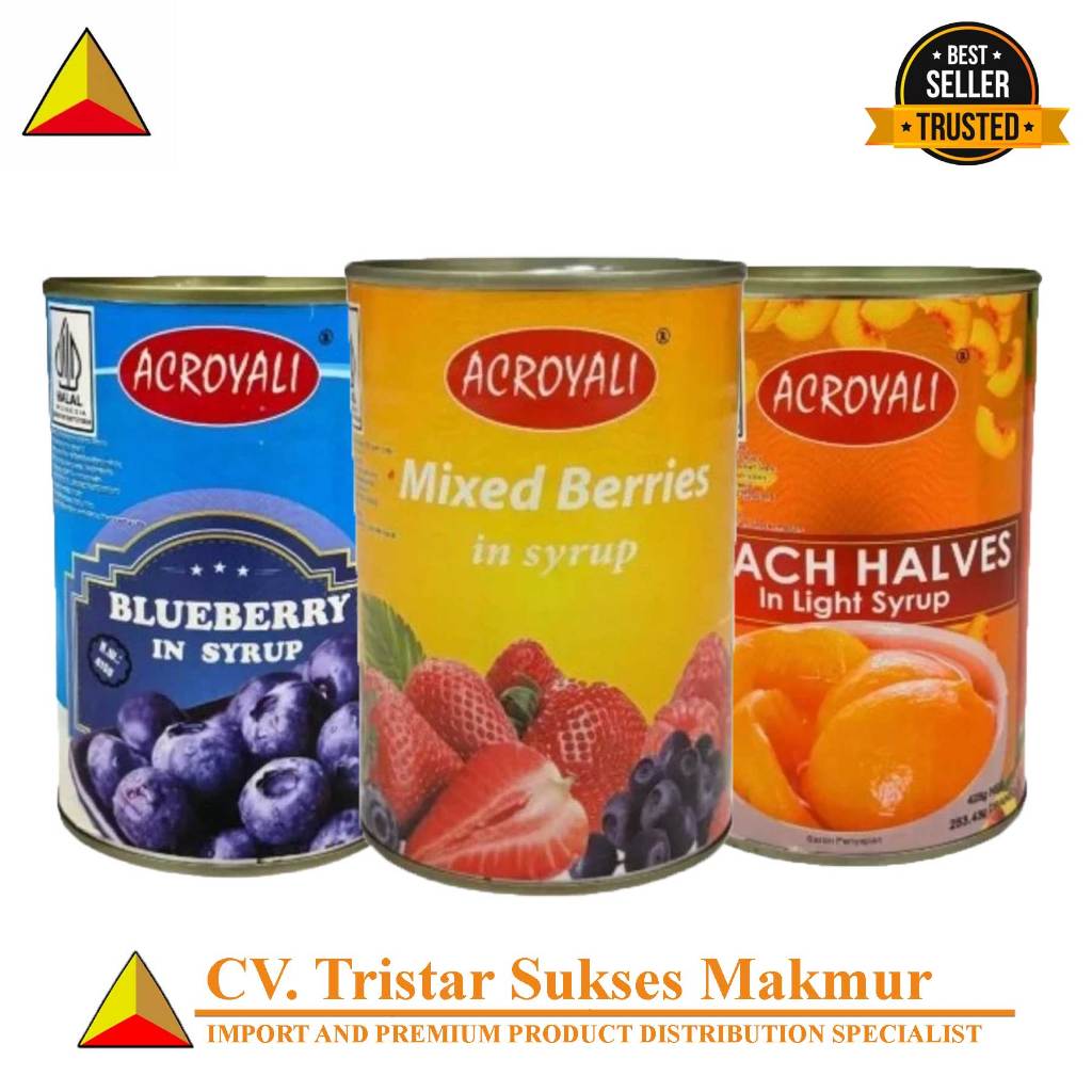 

ACROYALI Buah Sirup – Mixed Berries / Blueberry / Peach | 425gr