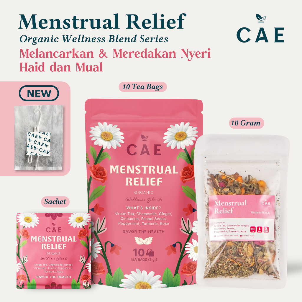 

MENSTRUAL RELIEF | Herbal Tea Blend Green Tea Chamomile Ginger Cinnamon Rose Premium 10 Gram