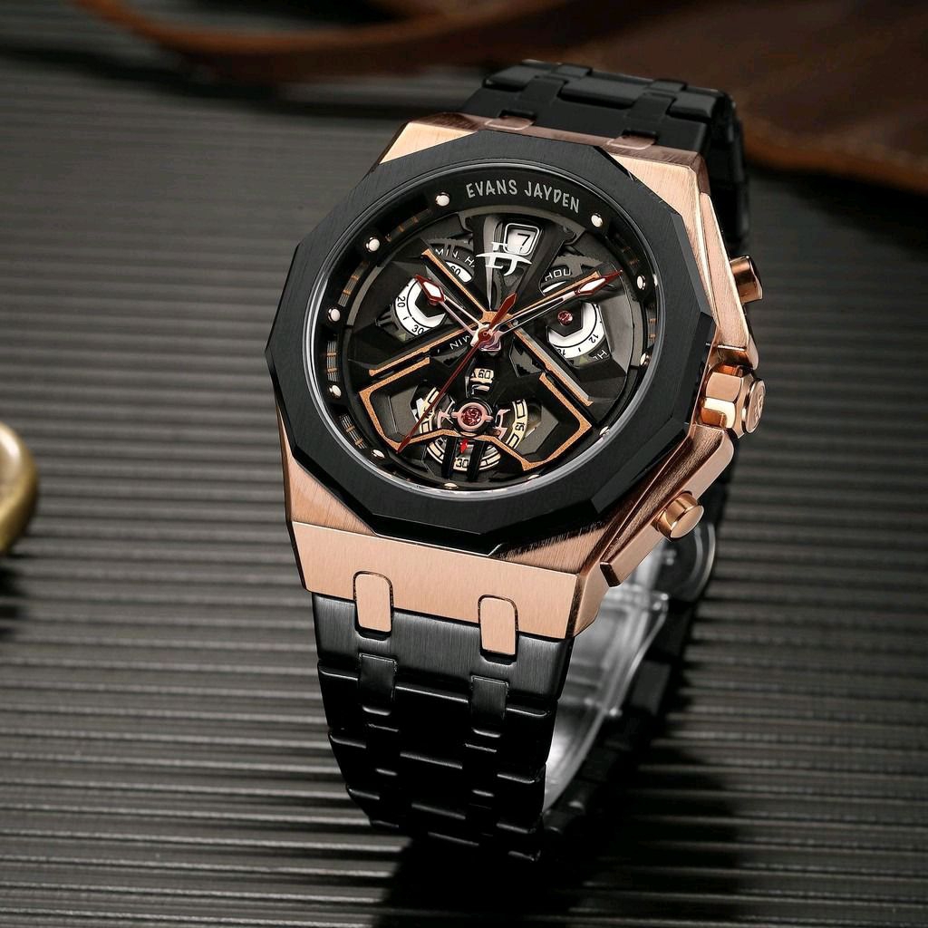 Jam Tangan Pria Evans Jayden 9545 Analog Cronograph Stainless Steel Original Garansi 1 Tahun