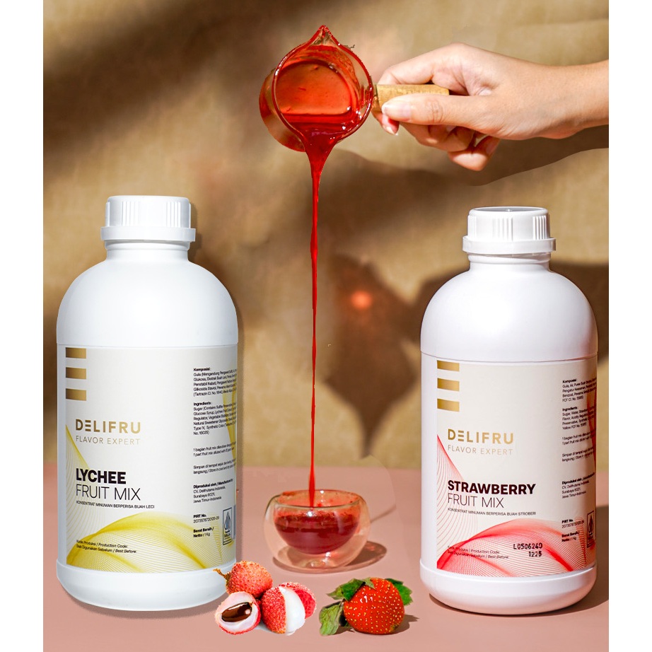 

Delifru Jit Bit Puree Lychee Strawberry - Puree Leci Stroberi 1 Kg