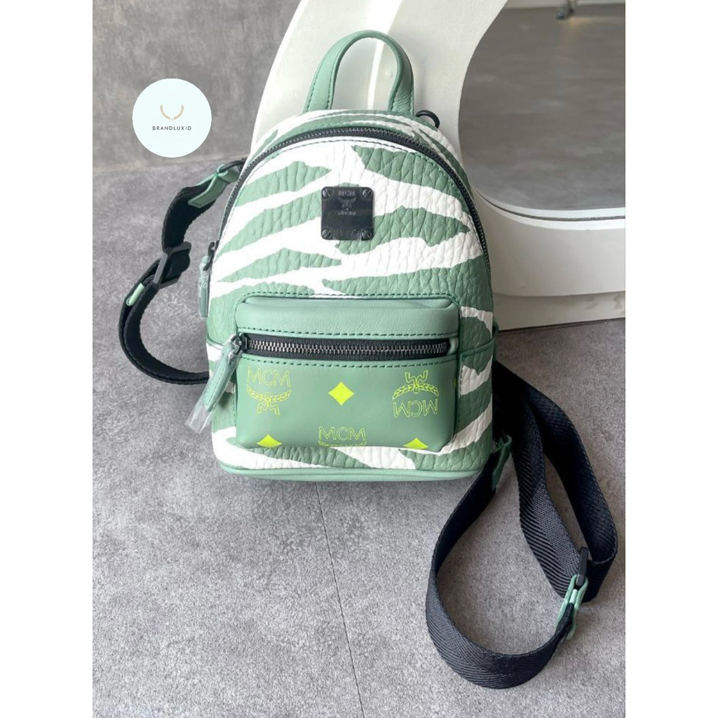 MCM X Mini Bebeboo Backpack Animal Printed Green Multi