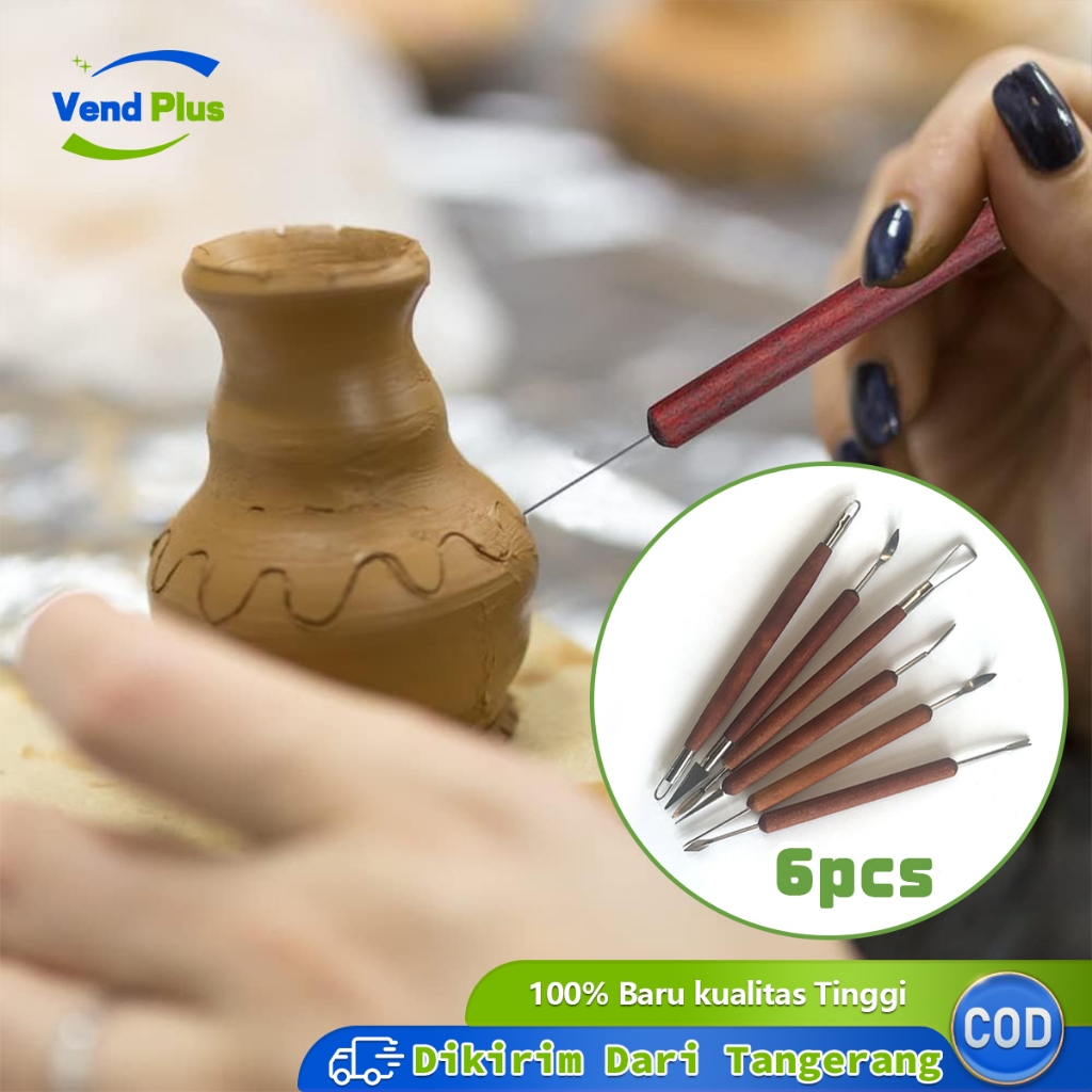 

6pcs Set Alat Ukir Clay Gagang Kayu Spatula For Sculpturing Pisau Baja Tahan Karat Untuk Pahat Seni