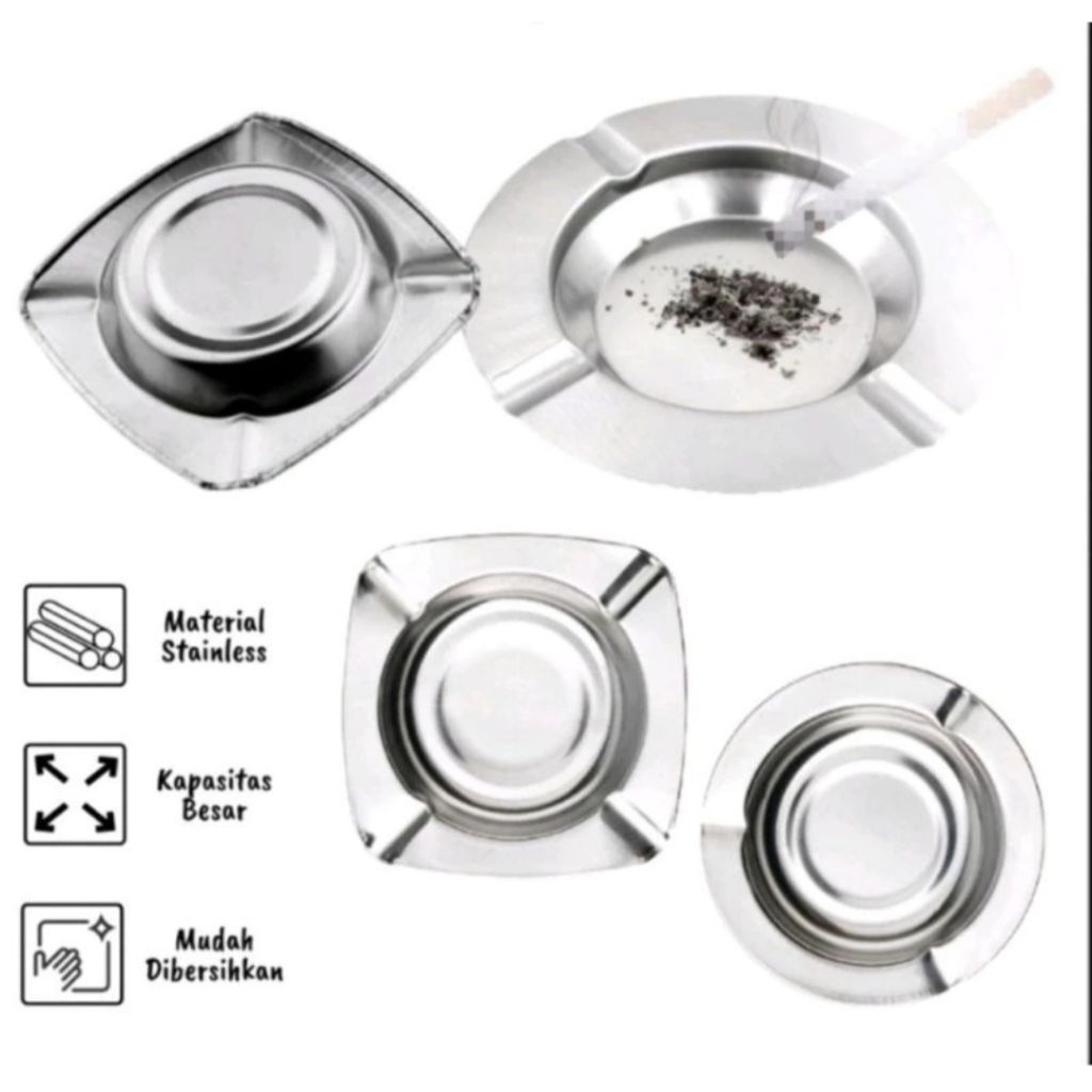 ASBAK STAINLESS STEEL / ASBAK CAFE STAINLESS STEEL MODEL BULAT DAN SEGI | ASBAK STAINLESS STEEL