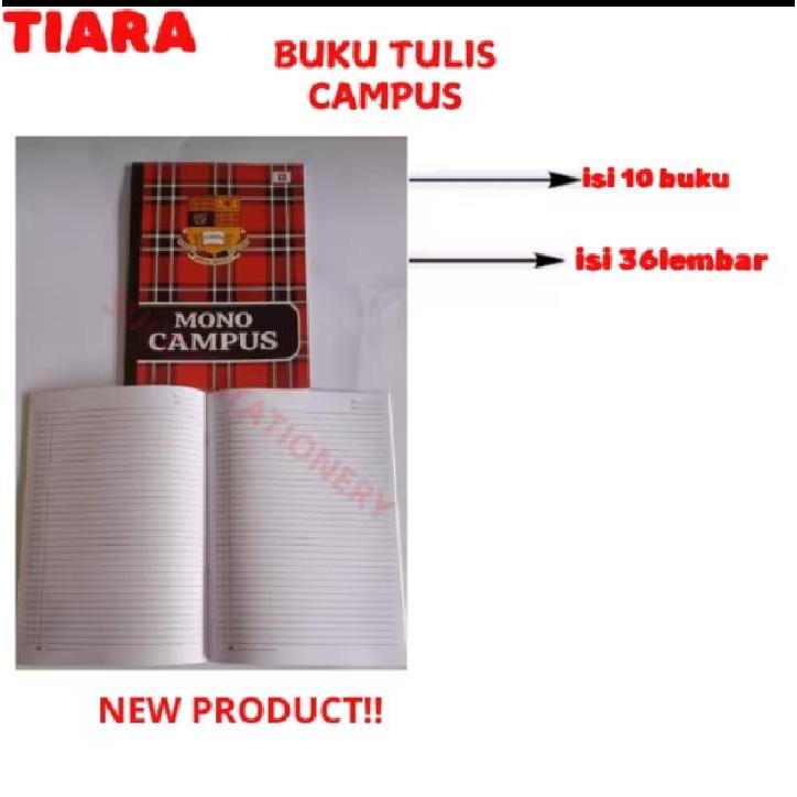 

BUKU TULIS TIARA CAMPUS MONO UKURAN BOXY 50 Lembar/ 36 Lembar Buku Tulis 1 Pack isi 10 Buku