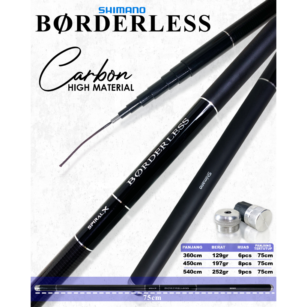 Joran Tegek Shimano Borderless Carbon Kaku Ruas Panjang