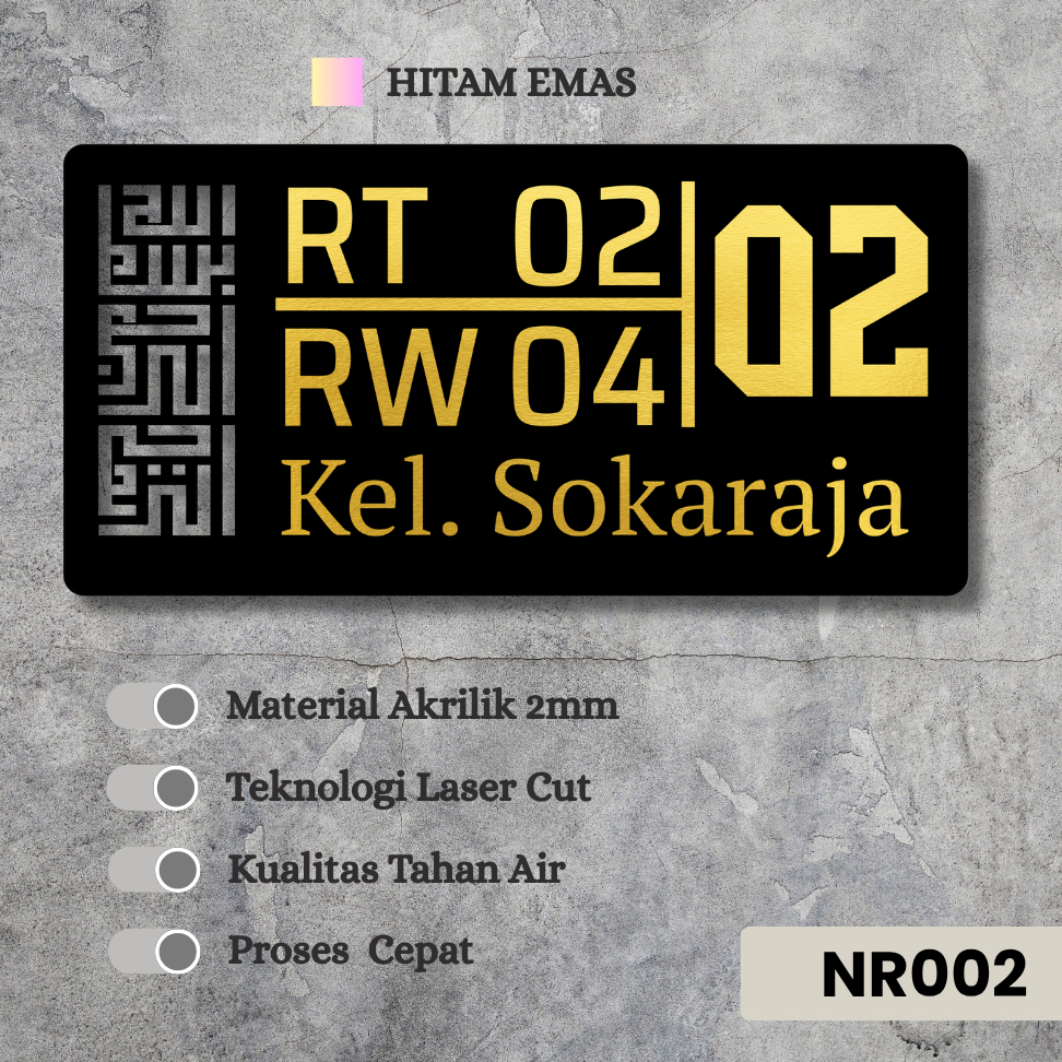 Nomor Rumah Akrilik Custom – Estetik | Plat Tempel Dinding | Tahan Air & Mewah