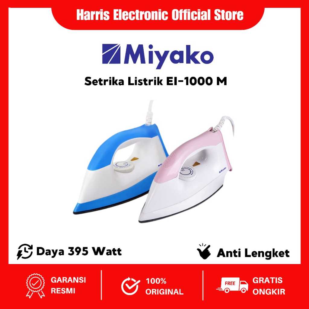 [Cod Ready] Miyako Setrika Anti Lengket / EI 1000 M / EI1000 M / EI-1000 M / EI-1000M / EI1000M (395
