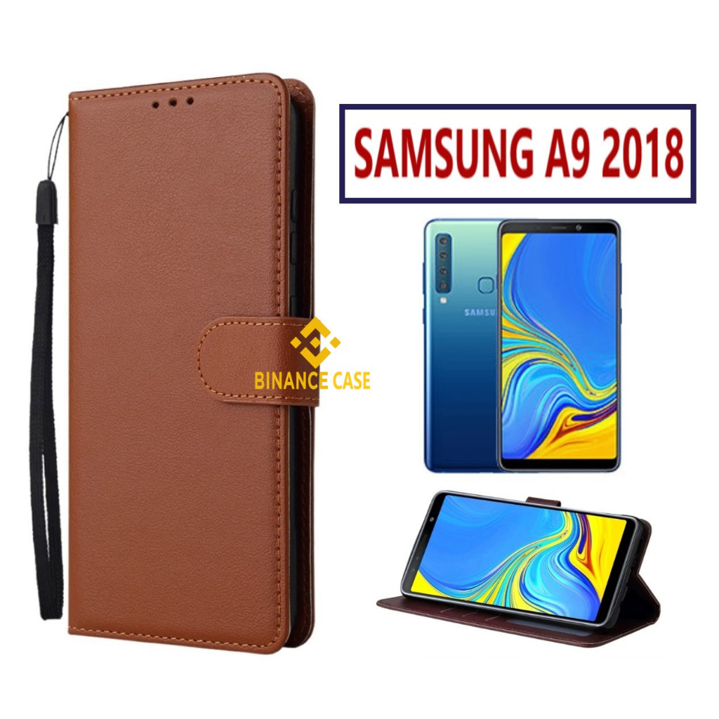 LEATHER FLIP CASE SAMSUNG A9 2018 CASE KULIT FLIP WALLET LEATHER KULIT PREMIUM SARUNG BUKA TUTUP KES
