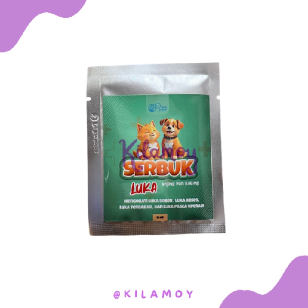 DUNGDUNG Serbuk Obat Luka Luar Cakar Bernanah Pasca Operasi Antiseptik Antibiotik Kucing Anjing 10gr