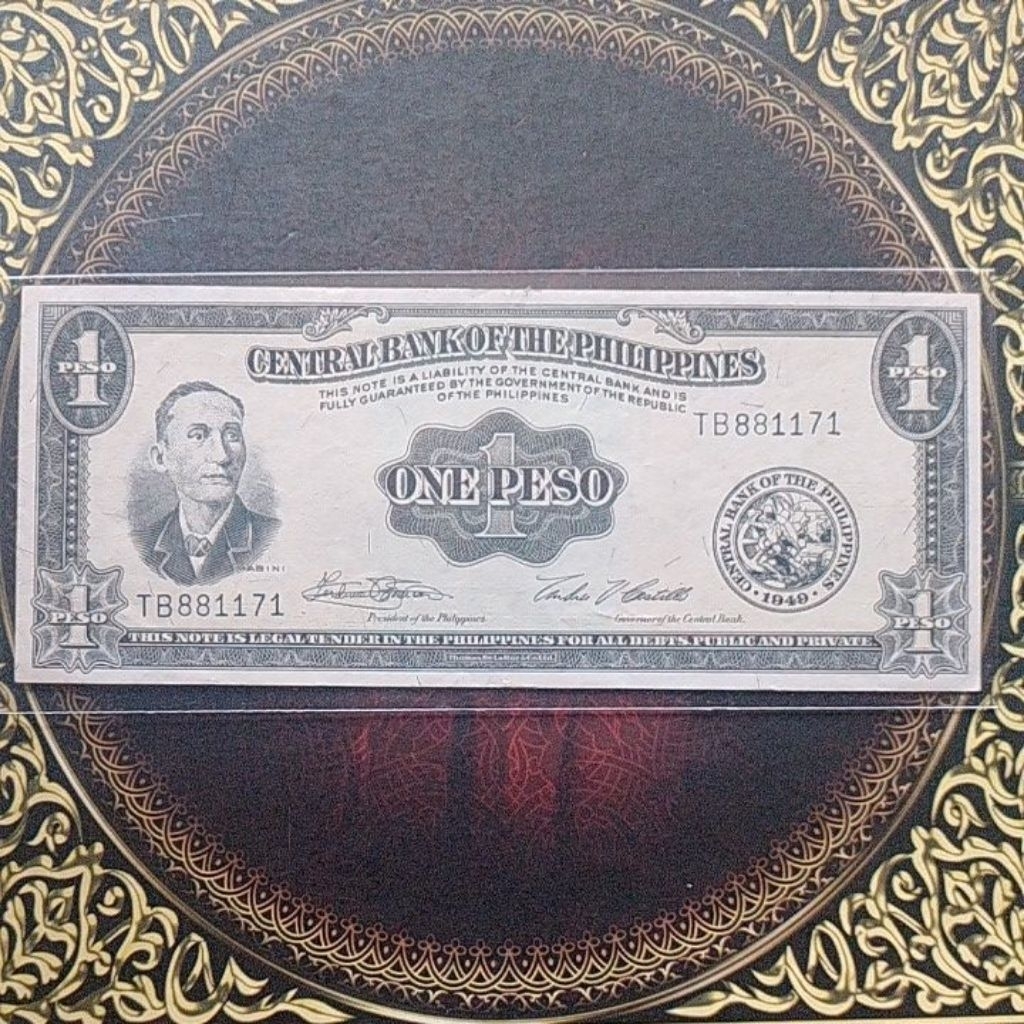 Uang Pilipina Philipina 1 peso 1949 vf