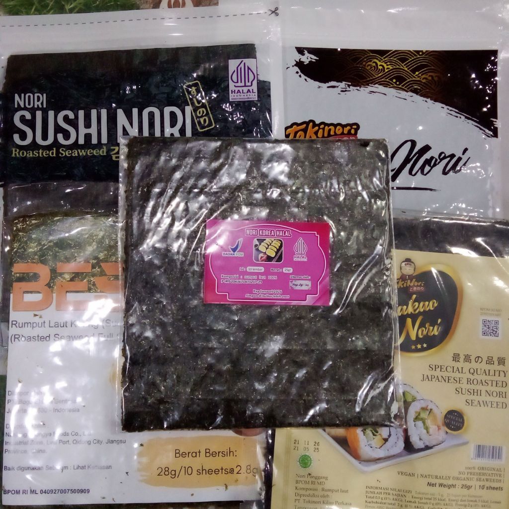 

Nori sushi isi 10 Lembar halal Java sakao seaweed rumput laut kulit sushi bungkus kimbab bento dry seaweed murah halal