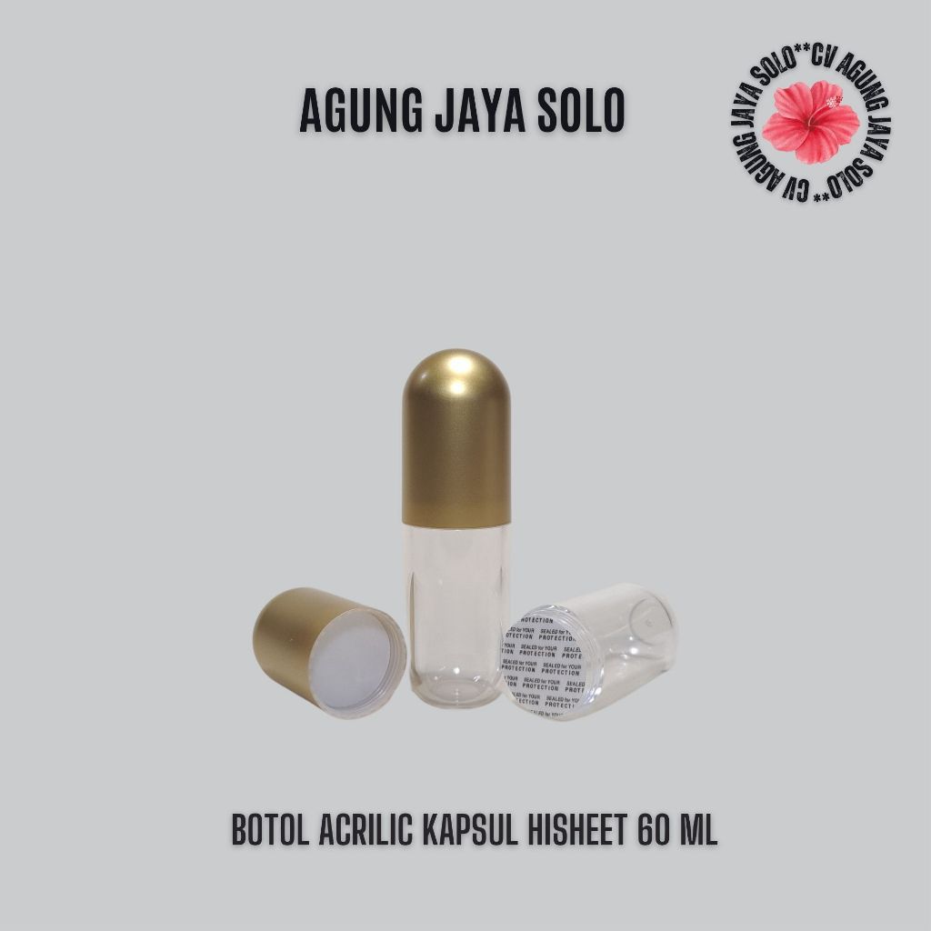 Botol Kapsul 60 ml / Botol Acrilic / Botol Pet Obat / Botol Kapsul / Botol Obat Bentuk Kapsul / Boto