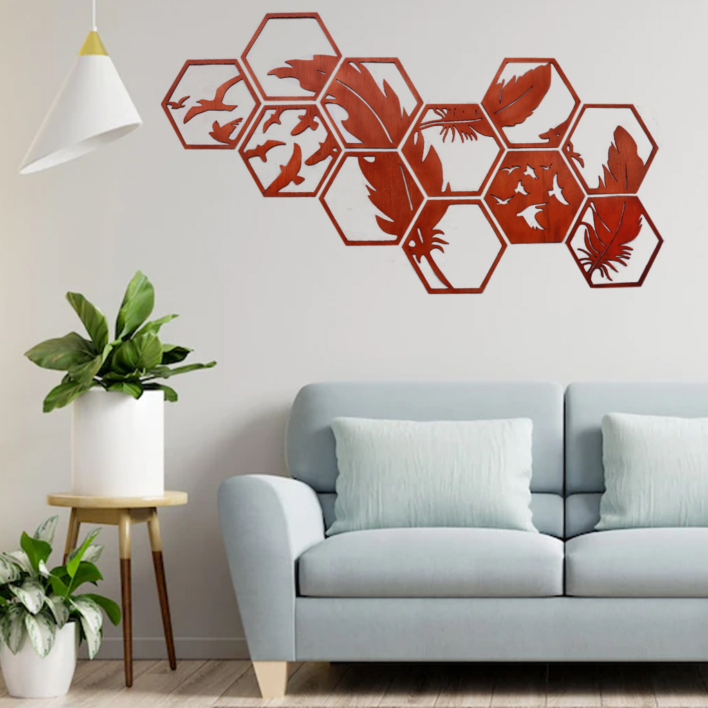 Baru Set Hiasan Ruang Tamu Hiasan Dinding Ukiran Kayu Aesthetic