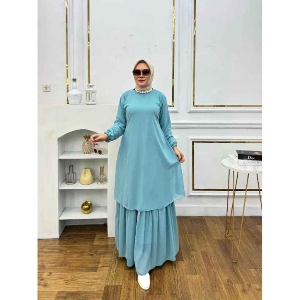 Gamis Malaysia Ceruty Babydoll Full Puring LD100-130