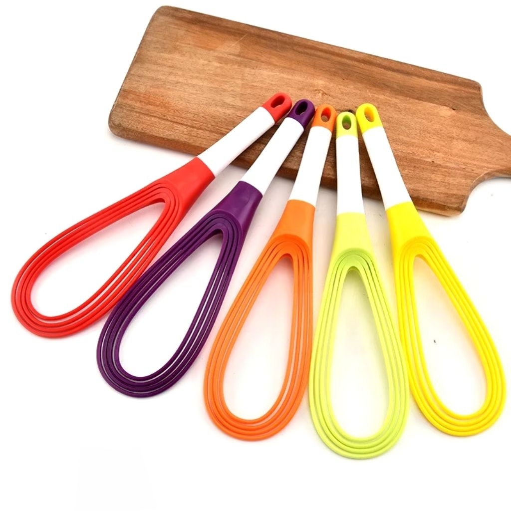 Pengocok Telur Manual Berputar Silikon Mixer Krim Telur Tangan Blender Masak Alat Dapur Alat Pengoco