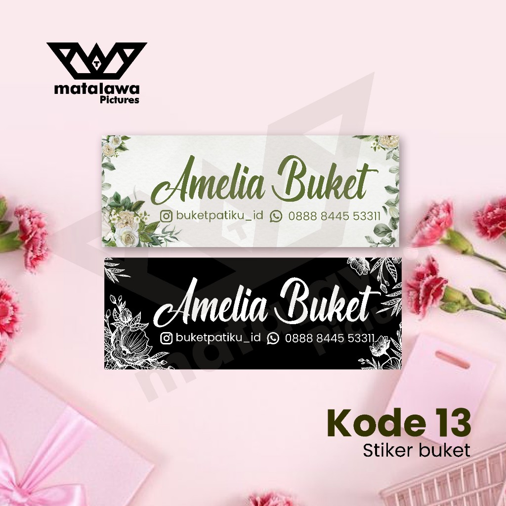 

COD Stiker Buket Bunga Bouquet Flower Label Sticker Buqet Bucket Murah Costum desain 13