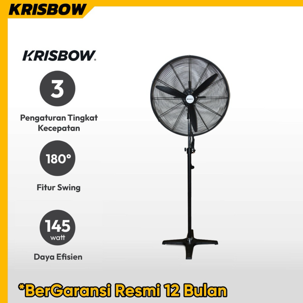 Kipas Angin Berdiri Industrial Krisbow 26 inci Df650-T Standing Fan Penyejuk Ruangan Kipas Angin Lan