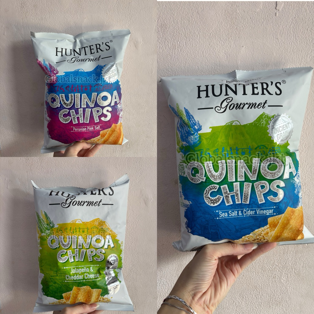 

HUNTER GOURMENT QUINOA CHIPS JALAPENO CHEDDAR CHEESE / SEA SALT & CIDER VINEGAR / PERUVIAN PINK SALT - HUNTERS