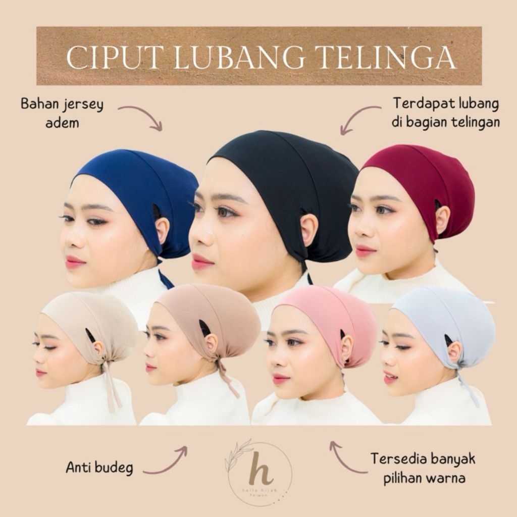 ciput anti budeg bahan jersey/iner ciput anti budeg