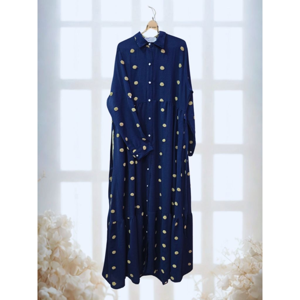 PL/GAMIS MOTIF POLKADOT TIMBUL BAHAN CRINKLR BY PURICIA (BRAND DI MATAHARI)