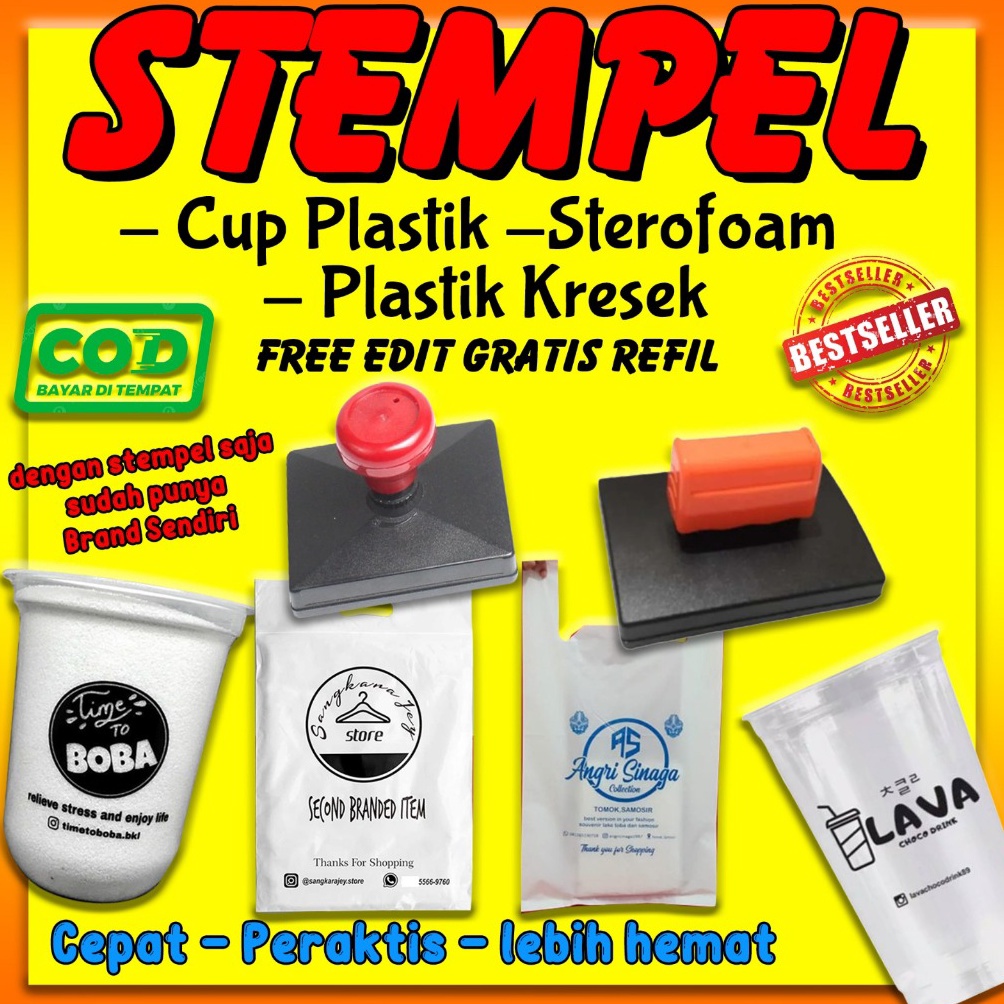 

KODE V69N stempel Gelas Cup Plastik CustomFree Tinta