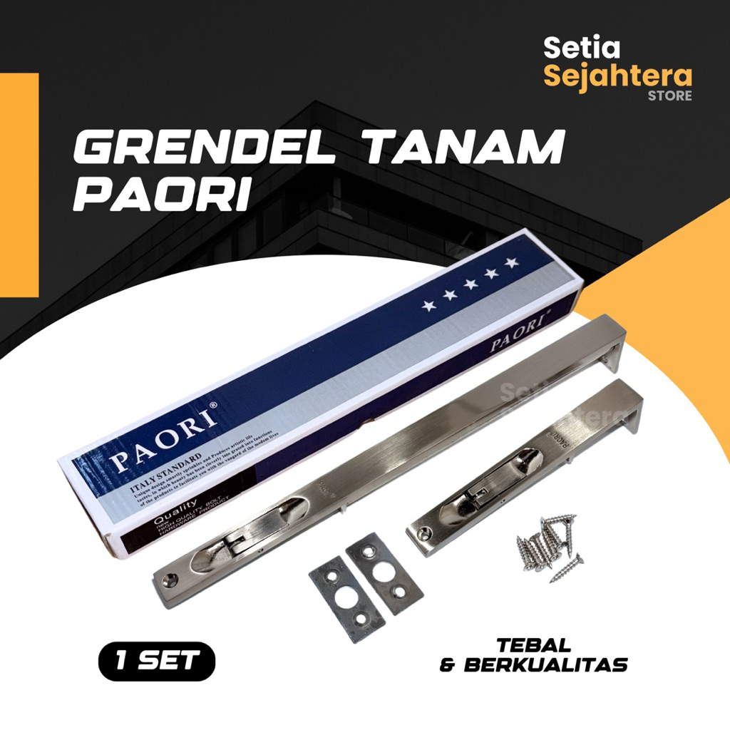 PAORI Grendel Tanam Set Kunci Slot Pengunci Pintu Selot 12" + 6" inch - 1 set