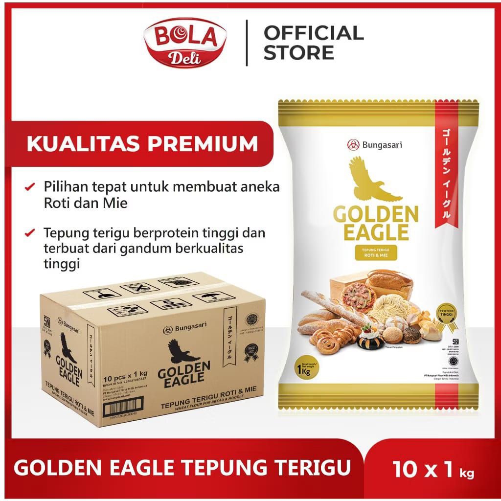 

TEPUNG TERIGU GOLDEN EAGLE 1DUS // 1KG // 10 PCS