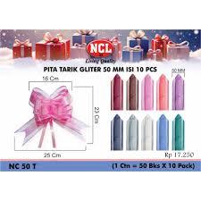 

SUPER JUMBO 50mm 80cm Pita Tarik Organdi Serut Salju Organza Kain Kaca Metalik