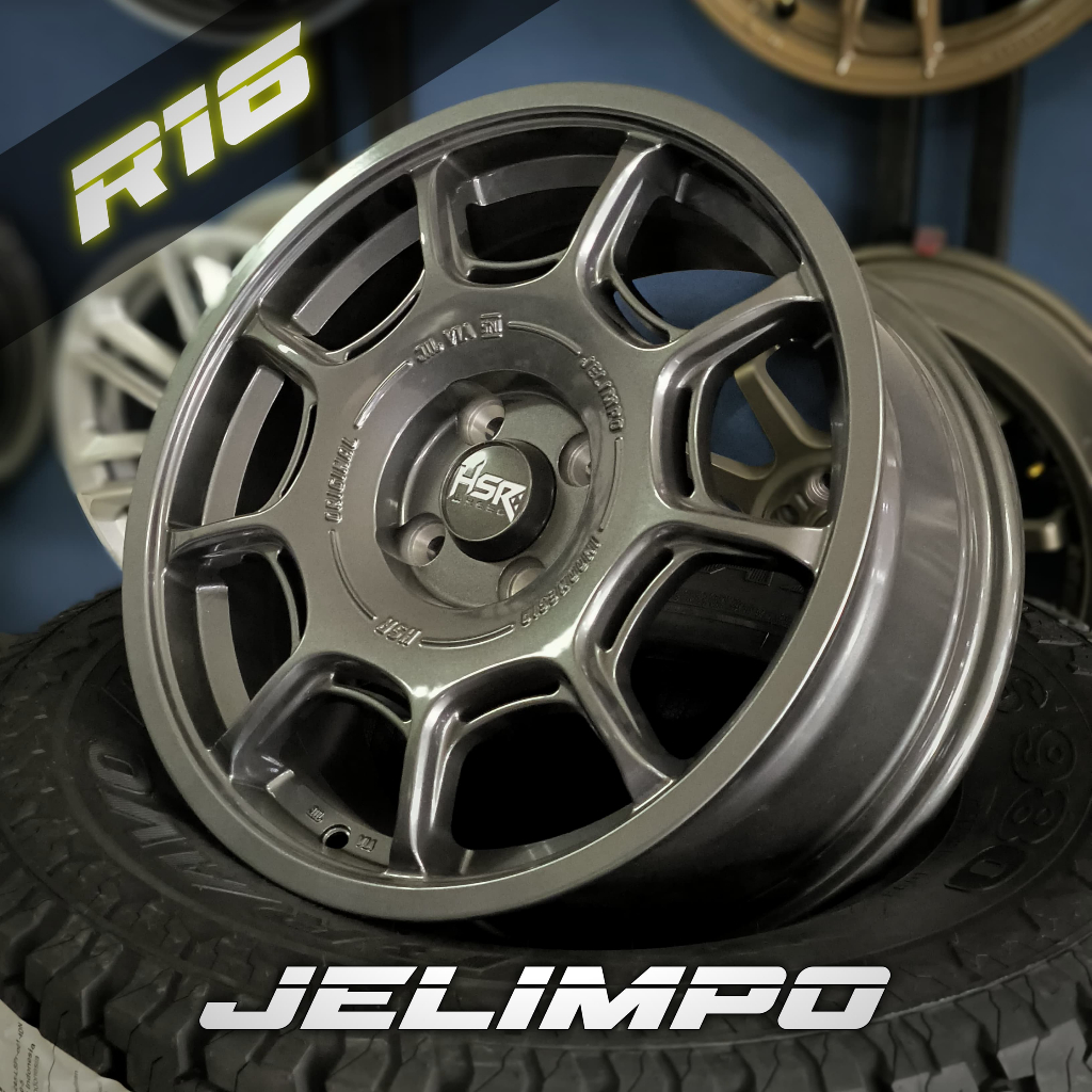 Velg Racing R16 Brio Agya Yaris dll - HSR JELIMPO 4x100 Iridium Grey ring 16 - HSR Wheel Official