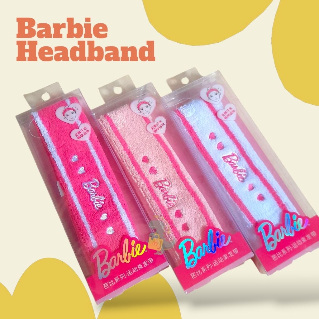 Miniso Barbie Headband Bandana Handuk Kepala Aksesoris Olahraga Mandi Skincare