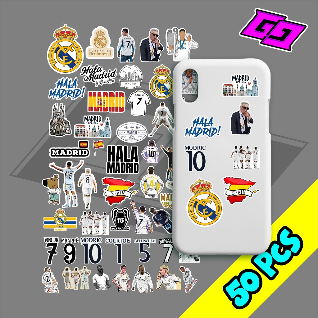 

STIKER PACK ISI 50PCS REAL MADRID AKSESORIS HP LAPTOP TUMBLER KOPER