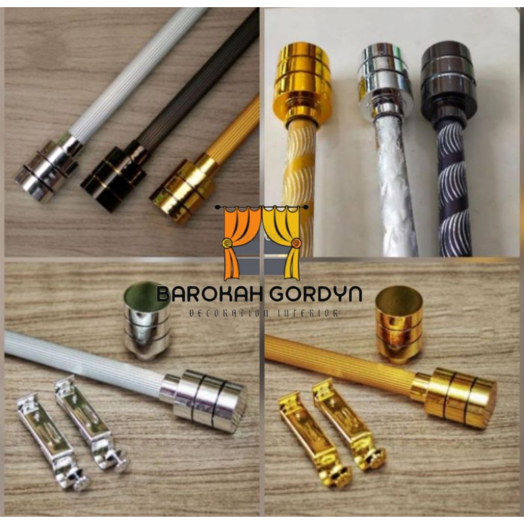 Batang gorden/ pipa batang besi gorden full set/Batang gorden dengan tutup minimalis/tihang gorden m