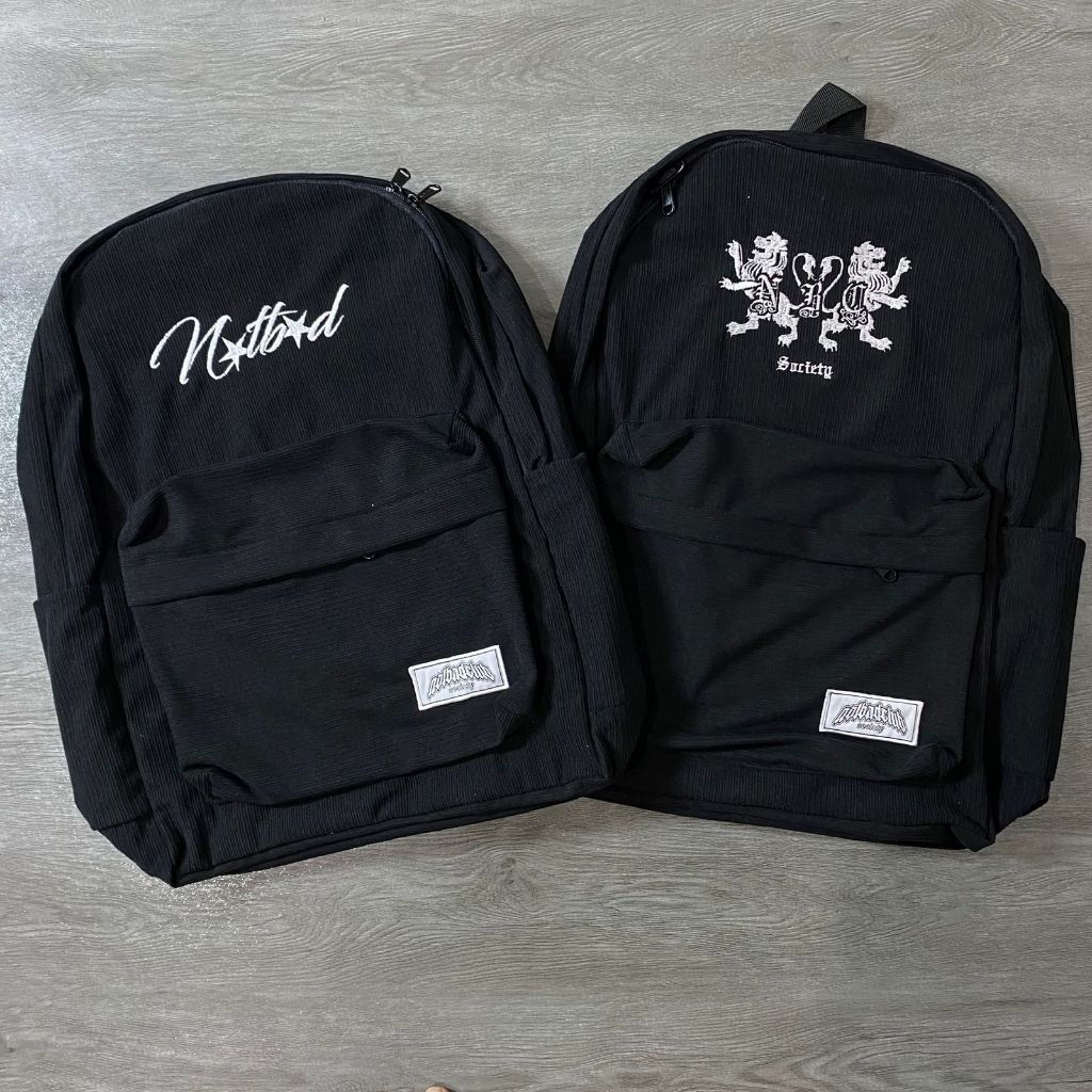 TAS RANSEL CORDUROY NOTBADCLUB HITAM TAS SEKOLAH ANAK