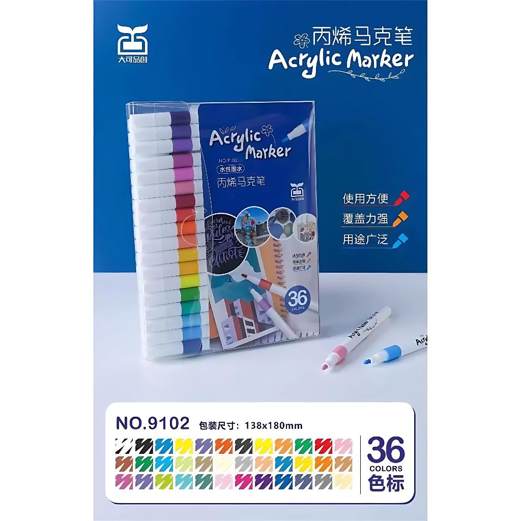 

【36 Warna】Acrylic Marker Set Spidol Akrilik DIY Painting Spidol Pastel Pulpen Highlight Drawing Warna