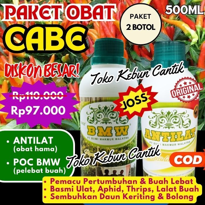 Obat Cabe Super Ampuh BMW POC & Antilat 500ml - Paket Lengkap Obat Hama, Pupuk Organik, Solusi Tanam