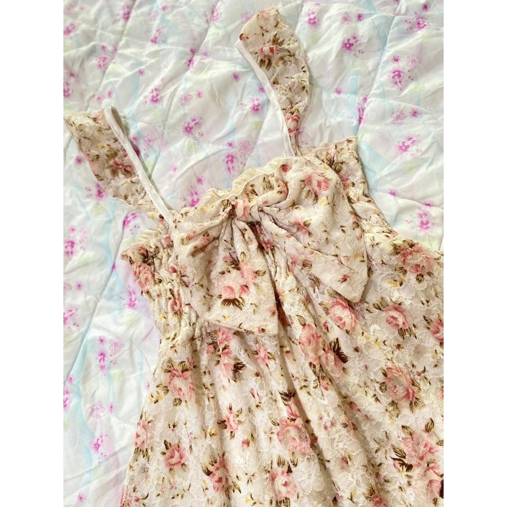 top kawaii liz lisa bow floral / liz lisa vintage jadul brukat bunga