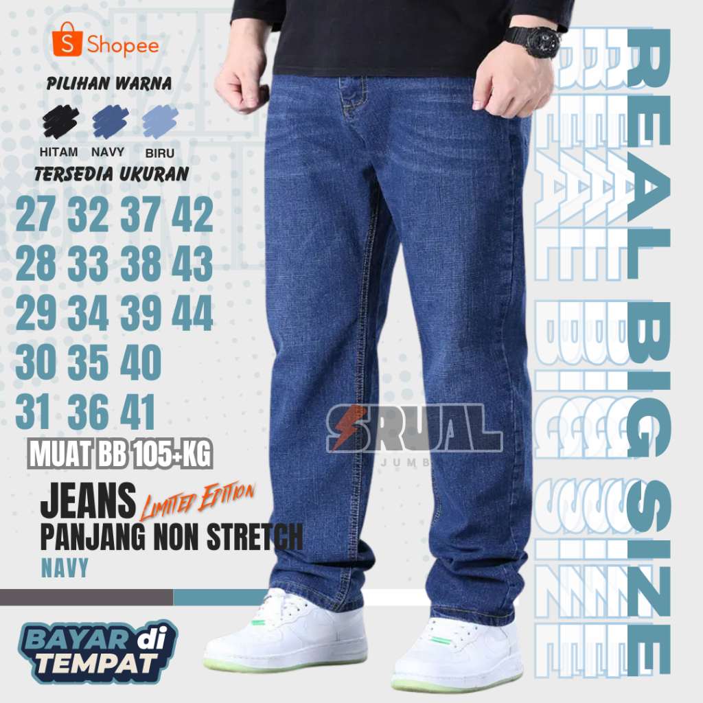 CELANA JEANS JUMBO PRIA SLIMFIT/CELANA JEANS PRIA UKURAN BESAR 27-42 MELAR/CELANA JUMBO PRIA